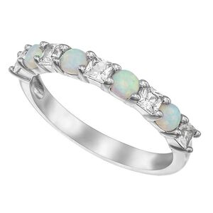 NWT Sterling Silver Ópal And White Sapphire Ring Size 7